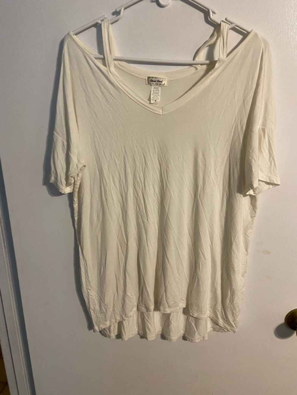 Source Unknown Cream V-Neck Layered Short-Sleeve Top